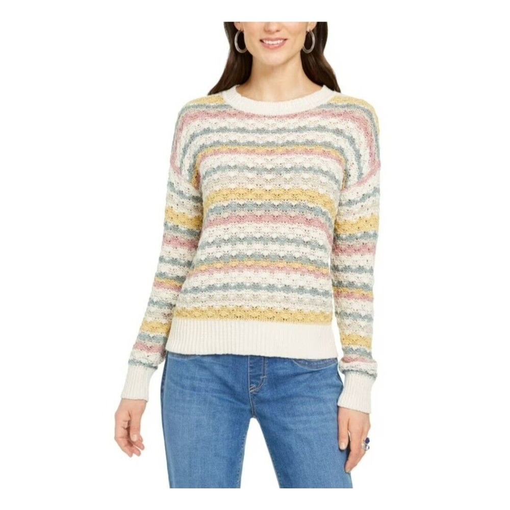 Style And Co Womens Sweater Size Medium Petite Long Sleeve‎ Striped Knit  NWOT